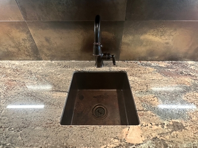 Rustic Copper Kitchen Bar Prep Sink with Vertical Walls | Bar Sinks