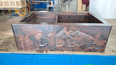 Copper Farmhouse Running Horsed Workstation | Farmhouse Workstation Sinks