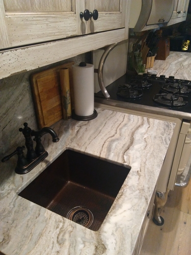15" Square Copper Bar Prep Sink with Grapes Design