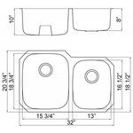 Futura FA108 Invicta 60/40 Double Bowl Undermount Stainless Steel Kitchen Sink | Leonet & Futura Stainless Steel Kitchen Sink