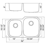Futura FA108R Invicta Reverse 40/60 Double Bowl Undermount Stainless Steel Kitch | Leonet & Futura Stainless Steel Kitchen Sink