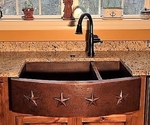 Image Copper Farmhouse Kitchen SinK 75/25 <B>STAR</B>  #G2