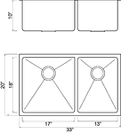 HomePlace HR-HBO3320AB Kilgore Reverse Undermount Stainless Steel Kitchen Sink | HomePlace Kitchen Sink