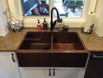 SimplyCopper 33 in. Copper Farmhouse Two Well Kitchen Sink 10
