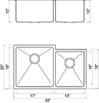 HomePlace HR-HBO3320B Livingston Undermount Stainless Steel Kitchen Sink Radial | HomePlace Kitchen Sink