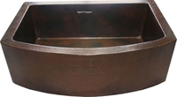 Image Copper Kitchen Farmhouse Sink Single Well<b> Rounded Front</b>