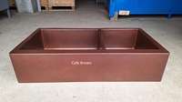 Image 60/40 Copper Kitchen Farmhouse Sink Double Well