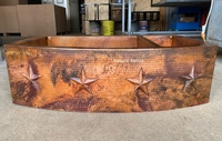 Image Two Well Copper Farmhouse Rounded Apron <b>STAR</b> Kitchen Sink