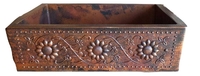 Image Copper Kitchen Farmhouse Sink Single Well <b> SUNFLOWER</b> Design