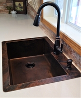 Image Copper Kitchen with 4in Faucet Flange Sink Single Well