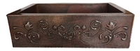 Image Copper Kitchen Farmhouse Sink Single Well <b> HEART & ROSE</b> Design
