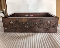 Image Copper Kitchen Farmhouse Sink Single Well <b> HEART & ROSE</b> Design