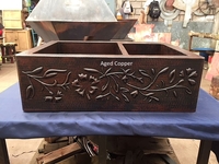 Image Two Well  <b>RETRO FLORAL</b> Copper Farmhouse Kitchen Sink