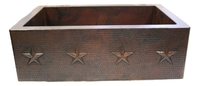 Image Copper Kitchen Farmhouse Sink Single Well<b> 4-TEXAS STARS </b> Design