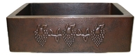Image Copper Farmhouse GRAPES on Apron Front Sink Available in 30,
