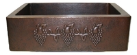 Image Copper Kitchen Farmhouse Sink Single Well <b>GRAPES</b> Design