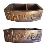 Image 60/40 Rounded Apron WOODS Copper Farmhouse Sink Available in:  33