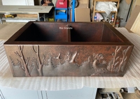 Image Two Well<b> Woodland</b>  Copper Farmhouse Kitchen Sink