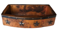 Image Copper Farmhouse Rounded  Apron STARS/RIVETS Sink Available in 30,