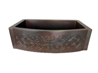 Image Copper Kitchen Farmhouse Sink Single Well <b> MODERN SCROLL</B>