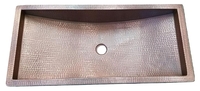 Image Brushed Brown Copper Trough Bath Sink Available in 30