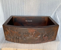 Image Copper Kitchen Farmhouse Sink Single Well Rounded Front<b> WOODLAND</b>