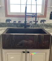 Image Copper Farmhouse Kitchen Sink <b> BEAR</b> Design Apron Front  #BG!
