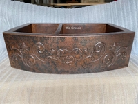 Image Two Well Rounded Apron <b>HEART</b> Copper Farmhouse Kitchen Sink