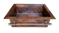 Image Semi-Recessed Apron-Front Copper Kitchen Sink with Towel Bar