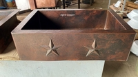 Image Copper Kitchen Farmhouse Sink Single Well<b> 2-TEXAS STARS </b> Design