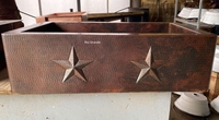 Image Copper Kitchen Farmhouse Sink Single Well<b> 2-TEXAS STARS </b> Design