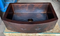 Image Copper Kitchen Farmhouse Sink Rounded Front with STARS