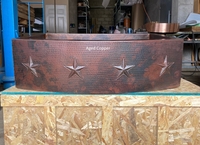 Image Copper Kitchen Farmhouse Sink Rounded Front with<B> STARS</B>