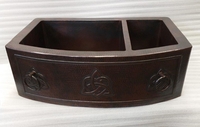 Image Two Well Rounded Apron <b>CELTIC / Rings</b> Copper Farmhouse Kitchen Sink