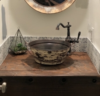 Image Copper Bathroom Sink Distressed Exterior 15