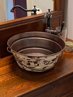 Image Round Vessel Copper Bathroom Sink Distressed Exterior 15