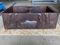 Image Two Well Copper Farmhouse Kitchen Sink with <b> BEAR </b> Apron Front