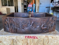 Image 50/50 Copper Kitchen Farmhouse Rounded Apron Sink In <b>Woodland</b> Design