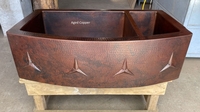 Image Two Well Rounded Apron <b>3-Point Star</b> Copper Kitchen Farmhouse Sink