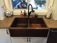 Image Farmhouse Copper Kitchen Sink 50/50 #F2G4