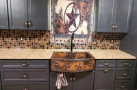 Image Copper Kitchen Farmhouse Rounded  Apron <b>STARS/RIVETS</b>