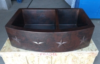 Image Two Well Rounded Apron <b>STARS</b> Copper Kitchen Farmhouse Sink
