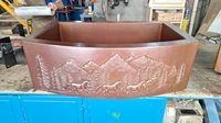 Image Rounded Front Copper Kitchen Sink Farmhouse Sink <b> Running Horse</b>