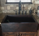 Image Single Well Farmhouse Copper Kitchen Sink #G5